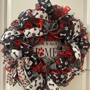 Dog Lover Wreath, Pet Lover Wreath, Front Door Wreath, Pet Decor, Poly Burlap Wreath, Free Shippng,