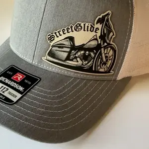 Street Glide Leather Patch Hat – Adjustable Snapback Trucker Cap, Richardson-Style 112
