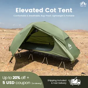 Night Cat Elevated Camping Cot Tent - 87"x28"x35" Large Raised Bed with Waterproof Shell & Mosquito Net, Sturdy Portable Shelter for Dry Comfortable Sleep, Ideal for Car Camping, Survival, Outdoor Adventure, Summervibes