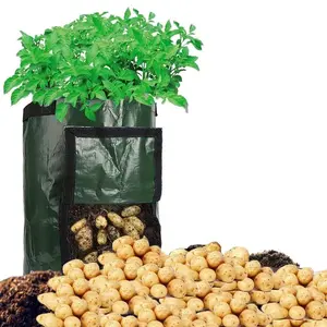 Potato Planting Bag, 7 Gallon Pack, Durable Pe Fabric Planter, with Flip Cover Harvest Window and Handle, for Onions Fruits Tomatoes Vegetables