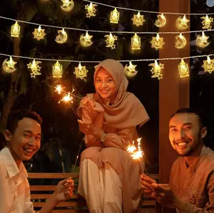 Ramadan Decorations 6 8feet LED Lantern Moon Star Fairy String Light Islam Muslim Eid Mubarak Ramadan Lights for Festive Atmosphere