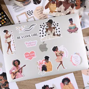 Black Girl Decal Stickers Book For Planners, Calendars, Journals, Vision Boards, Projects, Laptop & Matte stickers – Premium Quality, Hand Drawn, Waterproof – Scrapbook Accessories For Women - 24 Pages