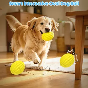 Yipetor [Alemon Balls] Smart Enrichment Interactive Dog Toys, 3'' Oval Durable Vibrating Dog Ball, Gentle Bouncing, Self Rotating, USB Rechargeable Automatic Moving Ball for Large Medium Dogs
