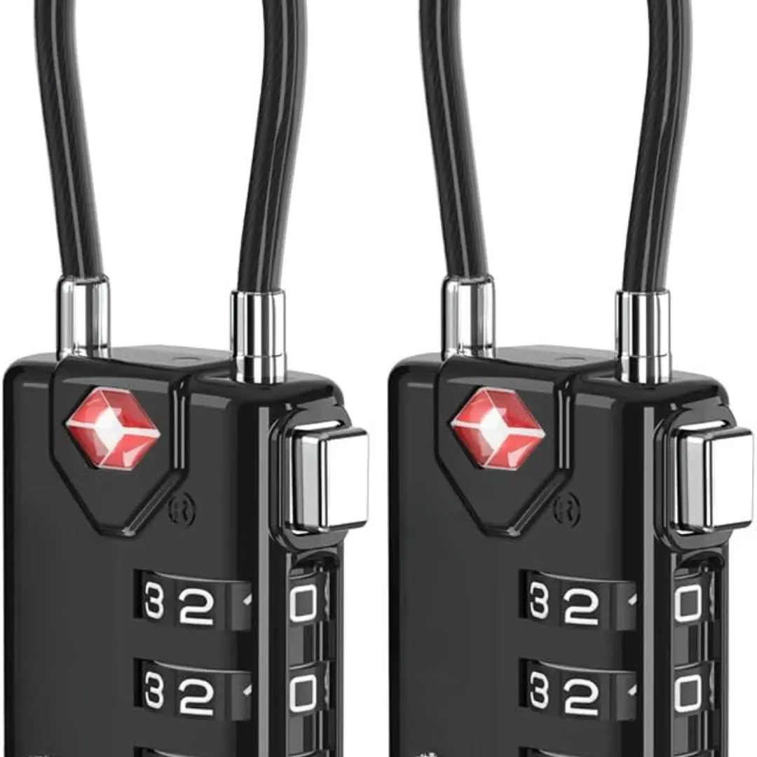 TSA Approved Cable Luggage Locks, Re-settable Combination with Alloy Body