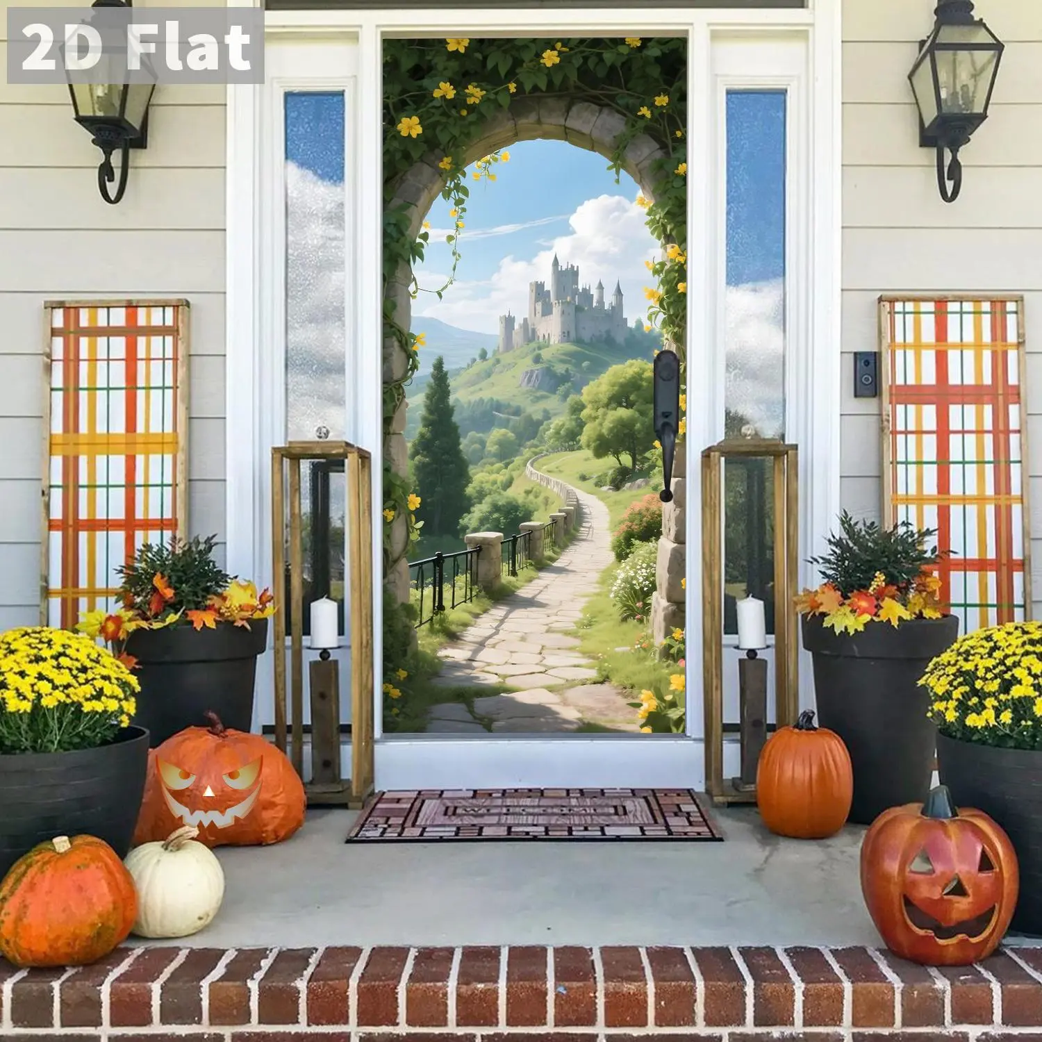 Multisize Self-Adhesive Door Stickers, Floral Pattern Sticker, Removable PVC Wall Decor for Home Decoration, Versatile Wall Stickers for Every Room