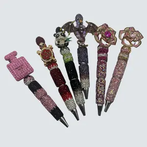 Beadable Rhinestone Pen - Elegant Sparkly Artist Drawing Pen with Unique Shapes, Colorful Accents, 1 Piece for Office Stationery Supplies, Beadable Pens