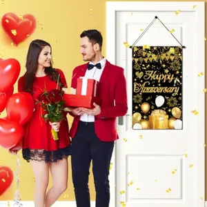 2D Flat Door Banner 1pc, Anniversary Party Decoration, Party Decorations Banners, Happy Anniversary Door Sign, Wedding Memorial Day Decorations