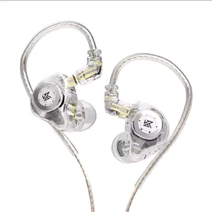​KZ EDX Pro Dynamic Drive HiFi Earphones Bass Headphone Sport Music Noise Cancelling Headset 0.75mm 2PIN Detachable Cable Wired In-Ear Monitor IEM for Gaming Studio Recording Gym Running Compatible with iPhone Android PC - Crystal Clear Transparent
