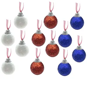 12Pcs/24Pcs ndependence Day Hanging Ball, 4th of July Red White Blue Tree Decorations for Memorial Day Veterans Patriotic USA Themed Party Supplies