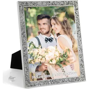 8x10 Picture Frame Glitter,  Bling 8 by 10 Photo Frames with HD Real Glass, for Wall or Tabletop Display, Family Friends Wedding Father's Day  (8 x 10, )