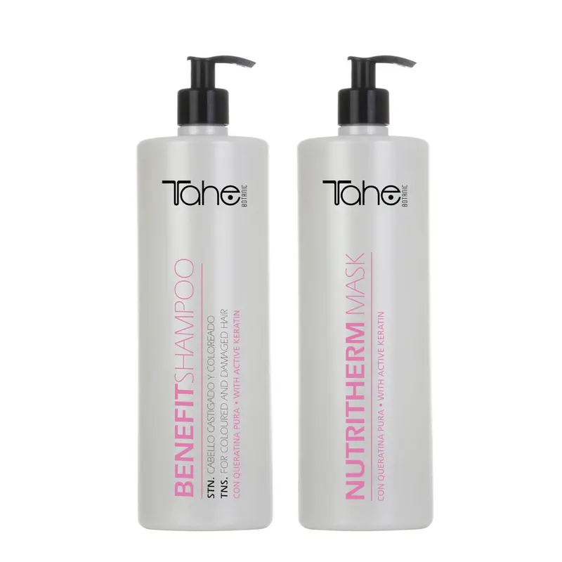 Tahe Botanic Kit - Benefit Shampoo 1000ml + Nutri-therm Mask 1000ml for Hair Care
