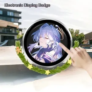 IPS Screen Cute Pins, Electronic Funny Pins, Transfer Photos Gif Animations & Video, Touchscreen Cool Button Badge, 18+ Hours Use