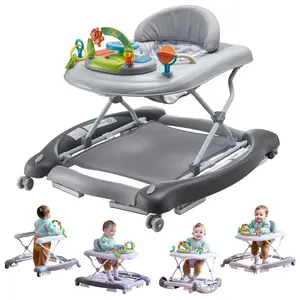 Aobtkel 4-in-1 Baby Walker, Foldable Baby Activity Center on Wheels, 3 Adjustable Height, Music & Toys Tray, Learning-Seated,Walk-Behind,Rocker,Bouncer Toddler Walker for Girls Boys 6-24 Months