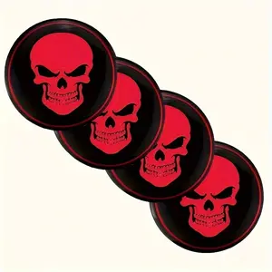 4-Pack Metal Skull Hubcap Center Caps for Vehicles, Fits Multiple Models - 5.6cm/2.2-inch Diameter Wheel Emblem Trim for Cars, Morcycles, Trucks, SUVs