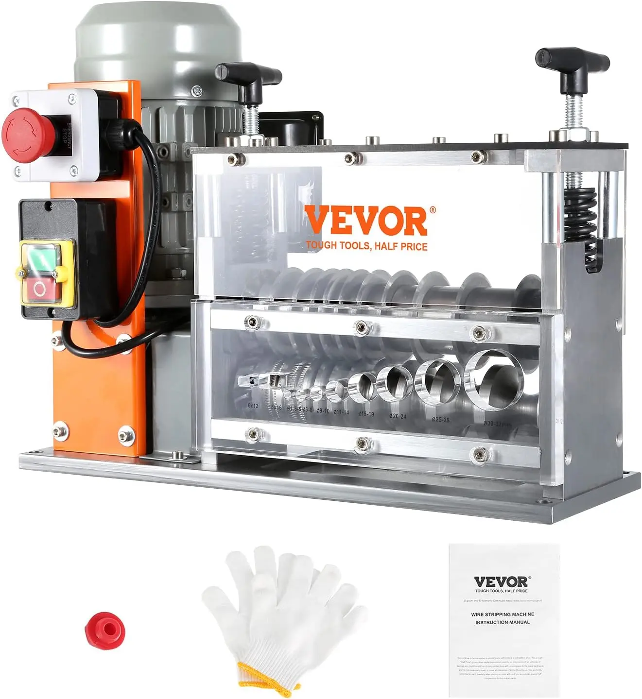 VEVOR Electric Wire Stripping Machine, 0.06''-1.57'' Automatic Wire Stripper Machine, 750 W, 98 ft/min Wire Stripper with Visible Stripping Depth Reference, 10 Channels Electric Wire Strip Machine