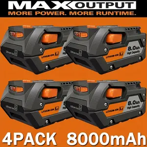 4-Pack 18V 8.0Ah Lithium High-Capacity Cordless Drill Batteries, Replacement for Ridgid R840087, R840083, R840086, R840085, R840084, AC840085, AC840086, AC840087P, AC840089 Power Tools, Cordless Drill Battery