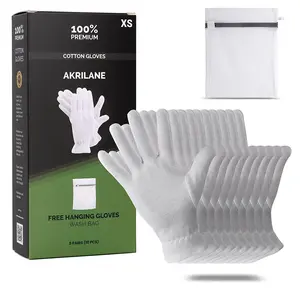Akrilane - XS Extra Small Cotton Gloves For Dry Hands, Moisturizing Gloves Overnight, Eczema Treatment, Skin Spa Therapy, Cosmetic Jewelry Inspection Premium Quality
