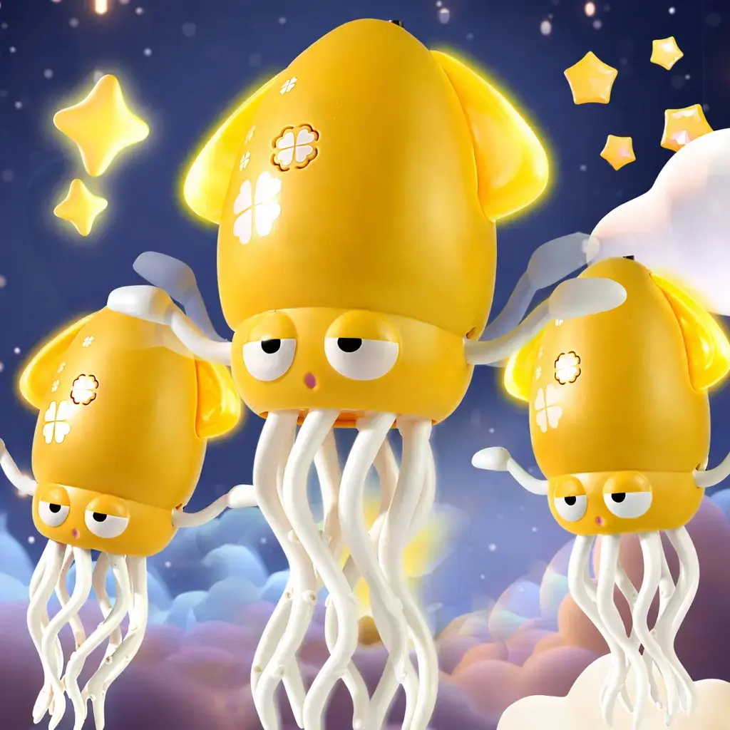 LED Light & Music Dancing Squid Toy for 2+ Ages Toddlers - Sensory Development, Interactive Classic Novelty Toy - Abs, 2-3 Hours Playtime, 3-Stage Play, Adorable Design, Interactive Audio - Stress Relief Gift, Cute, Sensory Music Learning, Musical Light U