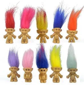 10PCS Vintage Troll Dolls Pack - Assorted Hair Colors 1.2" Mini Action Figures Set, Halloween Decor, Cake Toppers, Gift for School Projects & Arts Crafts Party Favors