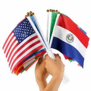 48 Pcs Handheld Small Mini National Pennant Flags Banners On Stick,All 48 Competing Nations  for June 12 USA vs Paraguay Opening Match, 2026  International Soccer Tournament Mini Stick Flags  for Watch Party, Bar, School, Sports Events & Celebrations