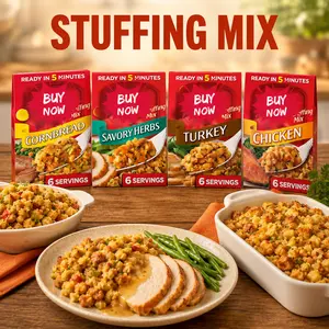 Quick Ready Stuffing Mix Variety Pack, Savory Bread Seasoning Side Dish, Easy Holiday Meal Mix, Choose Favorite Flavor, Fast Cooked Dinner Companion, Family Size Pantry Food, Homestyle Texture