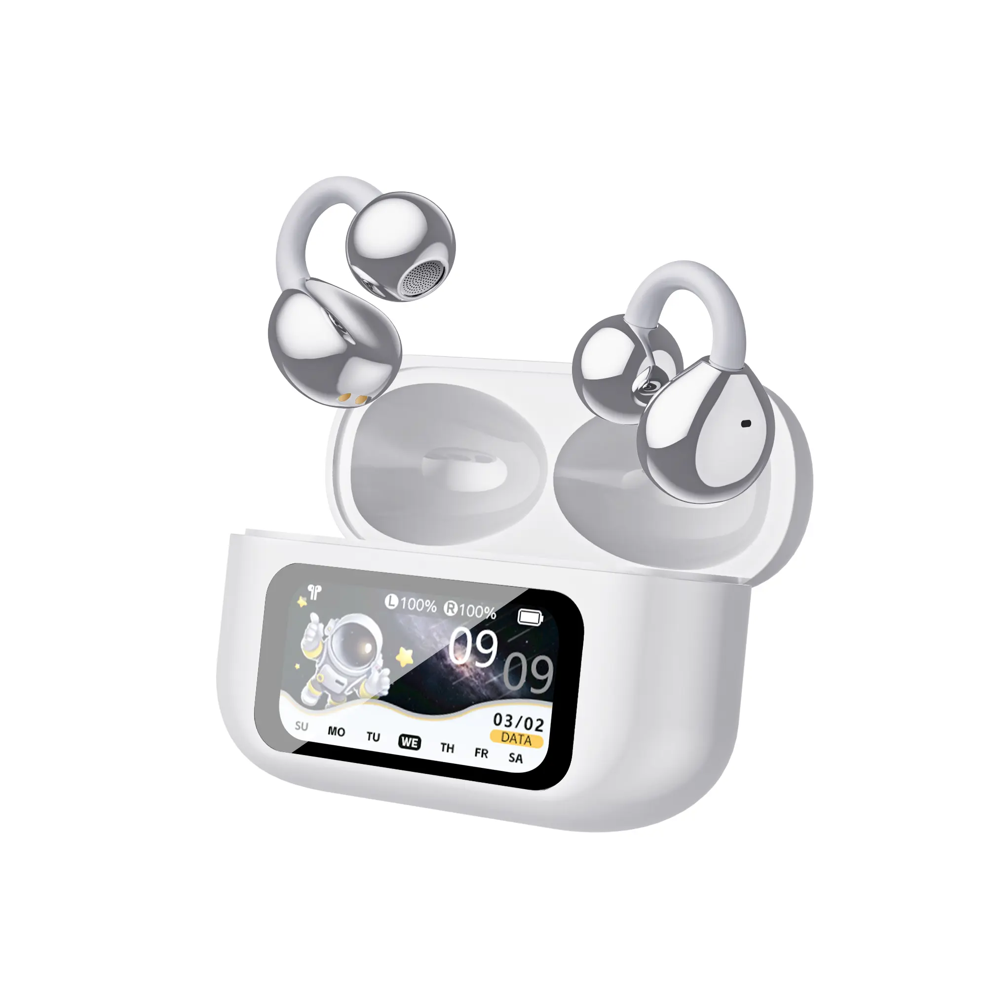 SummerWins Touchscreen Clip-Buds: Command Music/Calls/Selfies On-Screen! 93% Sound Leak Reduction + V5.4 Wireless. Waterproof &Wear All-Day- TikTok Creator Secret.93% Silent Sound, Noise-Cancelling Mic Film, Chat, Stream Vibration-Free!