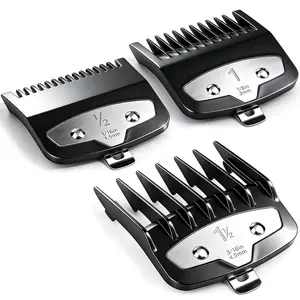 Clipper Guards Set Compatible with Most Wahl Clipper, Replacement Cutting Guides from 1/16" to 3/16",3 Piece Set (Black) (3 pcs)