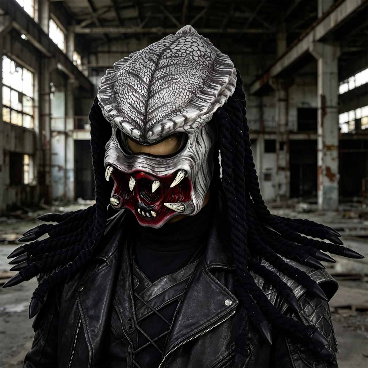 alien v Predator alien latex mask set, 3 unique AVP movie reproductions, realistic and fierce details, suitable for science fiction horror enthusiasts and cosplayers, Halloween haunted house movie theme party props for role-playing