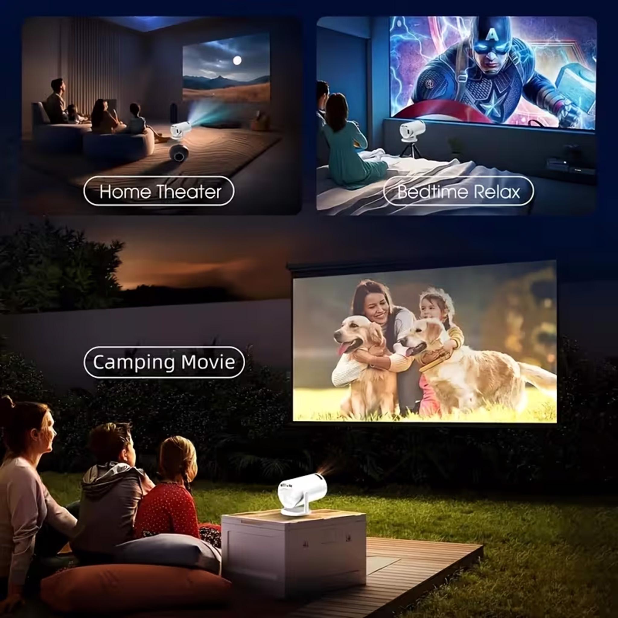 2026 Projector with Wi‑Fi and Bluetooth, mini projector, portable wireless HD movie projector, 180° rotatable, 130-inch screen, manual keystone correction, compatible with HDMI/iPhone/TV stick, suitable for bedrooms and indoor use