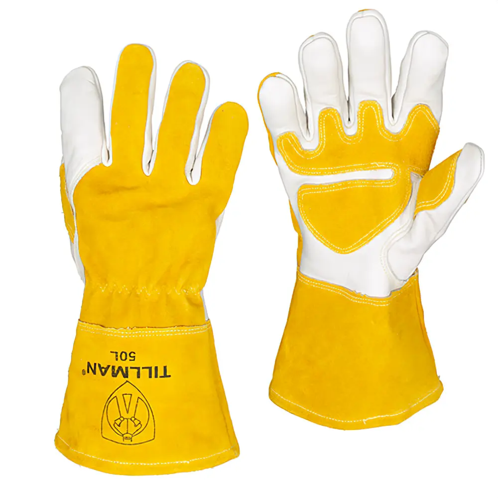 Tillman 50 Reinforced Welder Work Safety Gloves - Premium Top Grain Goatskin Palm, Split Cowhide Back, Kevlar Reinforcement, Winged Thumb, Heavy-Duty Protection for Extended/Continuous Welding, Dual-Shield Welding, Heavy Equipment Frame Repair