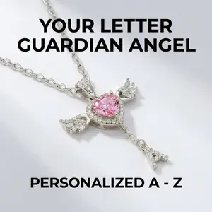 MEIITRUE Your Letter Guardian Angel, Personalized Initial Necklace 14K Gold Plated Heart Zirconia Movable Wings Jewelry, A-Z Pendant Gift Box for Women, Mom, Wife, Daughter, Sister, Friend, Classmate, Teacher, Grandma, Aunt, Bride, Bridesmaid, Colleague
