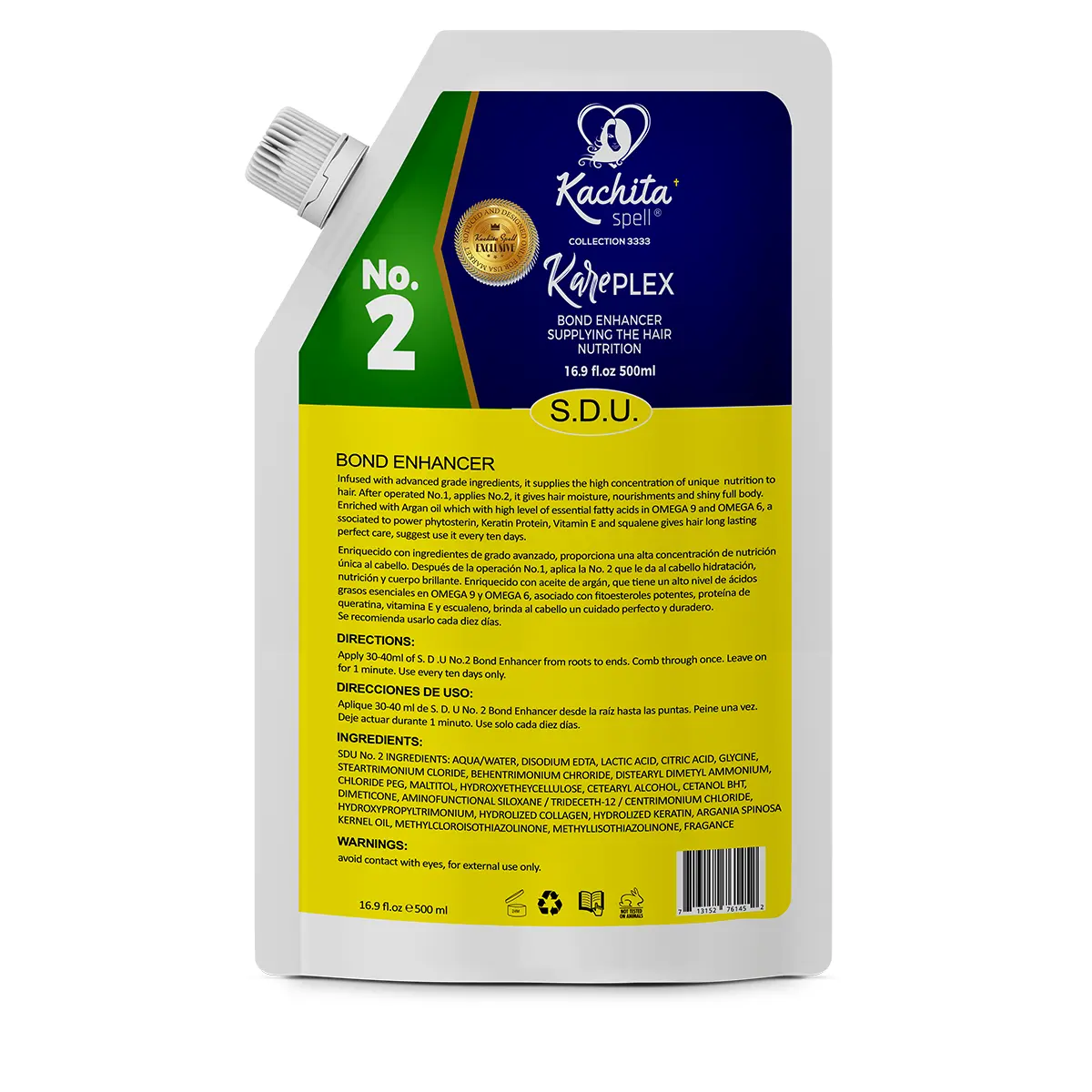 Kachita Spell Bond No 2 Bond Enhancer Supplying the Hair Nutrition KarePLEX Enriched with Argan Oil Perfector 500 ml Haircare Restore Cream Mask Conditioner Repair