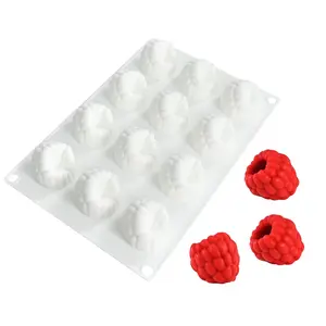 12 Cavity Raspberry Fruit Molds, Chocolate Candy Silicone Molds, Fondant Cookie Baking Cake Molds, Kitchen Baking Tools