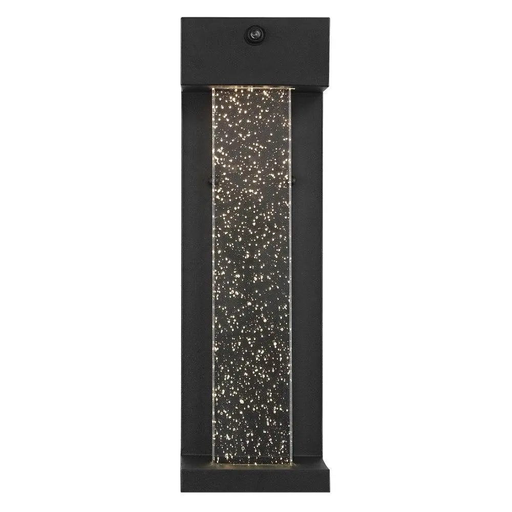 JONATHAN Y Miranda Modern Industrial Black Metal Frame Iron-Glass Seeded Glass Outdoor Sconce with Dusk-to-Dawn Sensor, Integrated LED, Patio Lighting, Home Decor, Outdoor Space Use; for Living Room, Bedroom