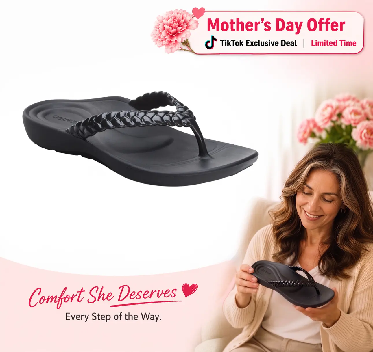 SummerVibes [Limited Stock] Aetrex Vicki Braided Thong Sandal - Black Gloss | Arch Support Sandals for Foot Pain Relief & All-Day Comfort | Lightweight Walking Flip Flops