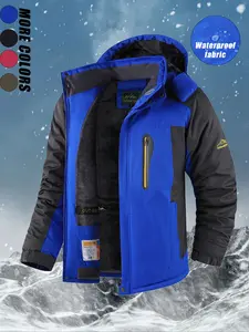 Men's Winter Outdoor Fleece Lined Windproof Warm Jacket, Thermal Lined Outerwear, Fishing Hiking Cycling Coat, Thick Cotton Outerwear for Cold Weather