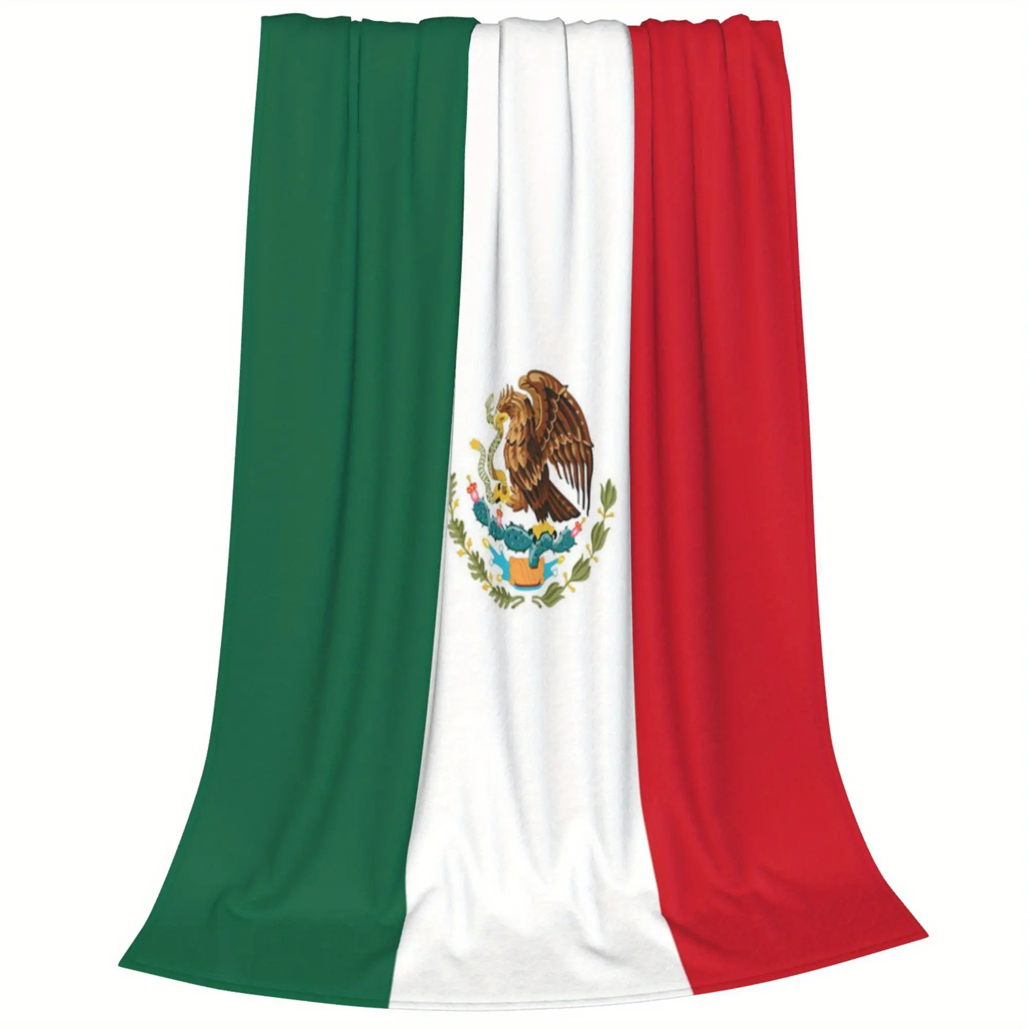 Mexican Flag Flannel Printed Blanket Soft Cozy Fuzzy Plush Comfy Mexico Themed Sofa Bedroom Dorm Couch Office Car Travel Home Blanket Perfect Gift for Birthday Men Women Adults Boys Girls All Seasons
