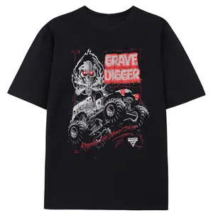 Monster Jam Grave Digger Maximum Destruction Adult Fleece Pullover Hoodie Black Casual Fashion Classic Sweatshirt Menswear Top Tshirt Streetwear Crewneck Short Sleeve Chainsaw
