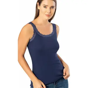 Lace Camisole Tank Tops for Women, Soft Stretch Ribbed Cotton Cami