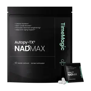 TimeMagic NAD+MAX for ANTl AGlNG Support,Hair Growth,Glass Skin,Boost Energy, Ca-AKG, Liposomal NR, Spermidine, PQQ, Vitamin D3, Black Seed Oil, Black Pepper 8-in-1 Longevity Formula, 30 Pack