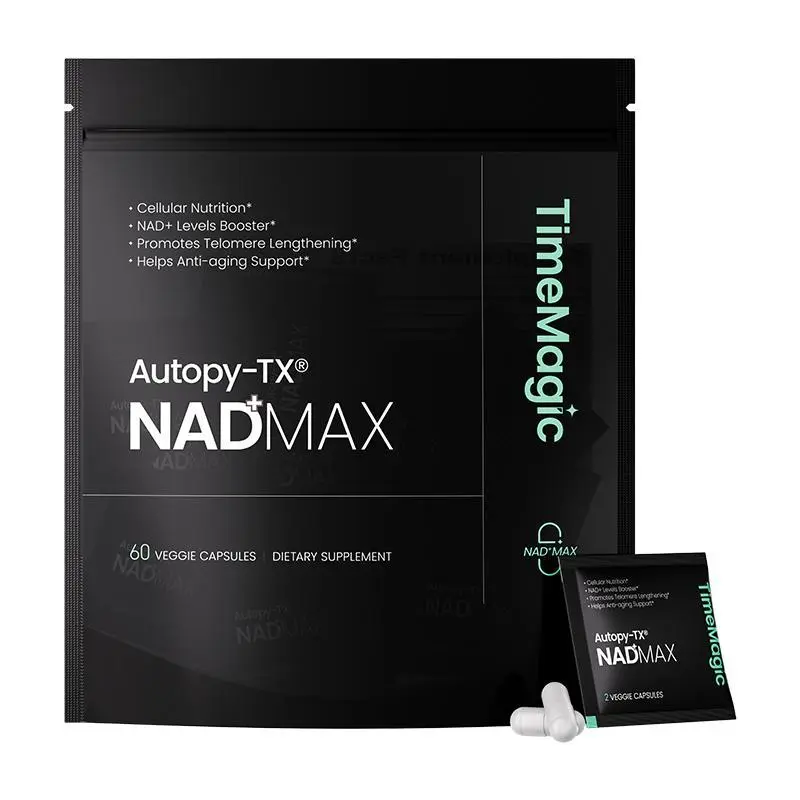 TimeMagic NAD+MAX 8-in-1 High Potency Longevity Dietary Supplement - 30 Pack, Ca-AKG, Liposomal NR, Spermidine, PQQ, Vitamin D3, Black Seed Oil, Black Pepper, Brain Memory & Mood Amino Acids