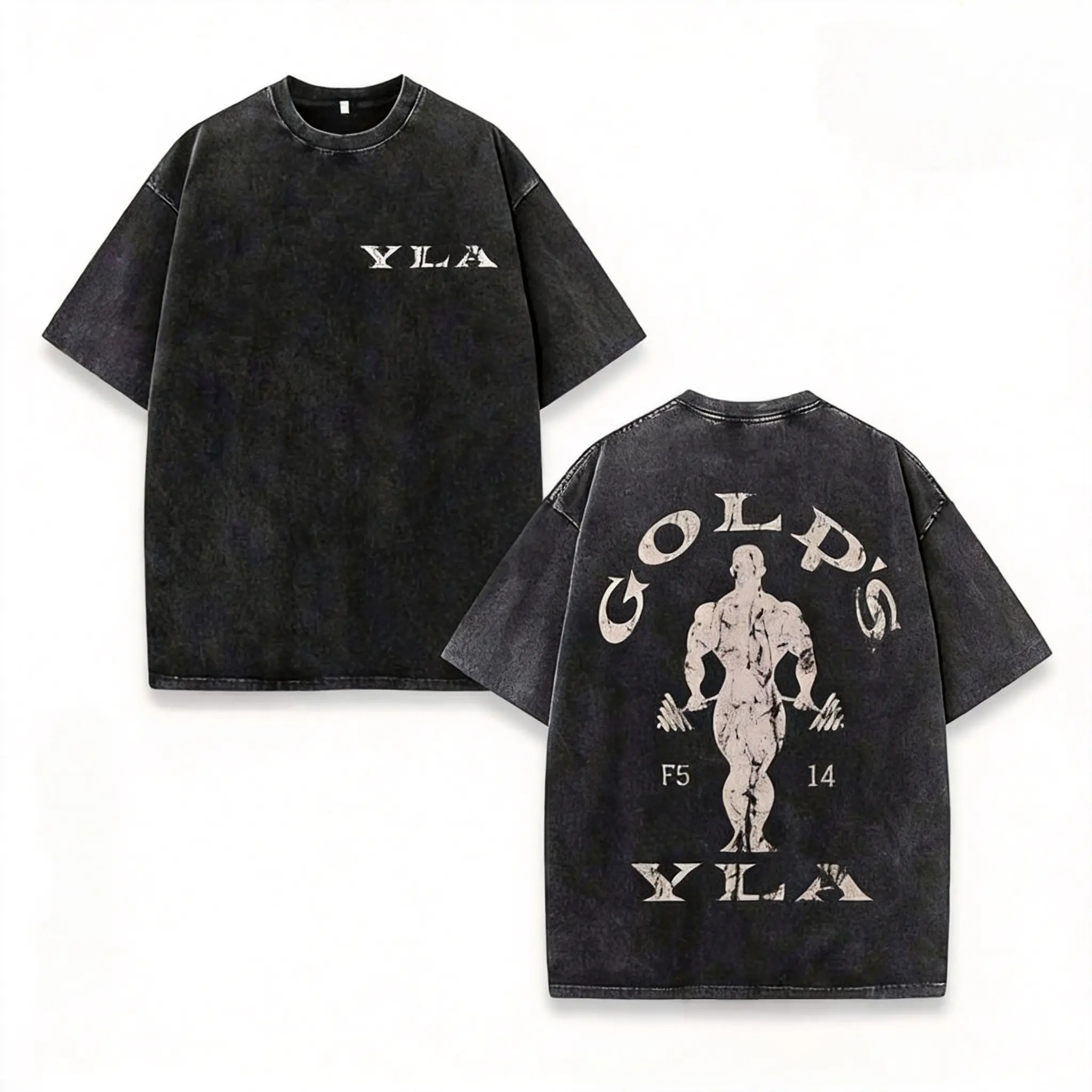 Men’s Vintage Gym Graphic T-Shirt YLA Front & Back Print – Retro Y2K Streetwear Tee for Summer Daily Wear, Gym, Casual Outfits – Gift for Fitness Lovers