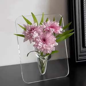 Style Acrylic Floral Flower Vase Stand, Elegant Decorative Office Desk Decor, Bedroom Living Room Bathroom Decoration, Home Atmosphere Ornament, Acrylic Material
