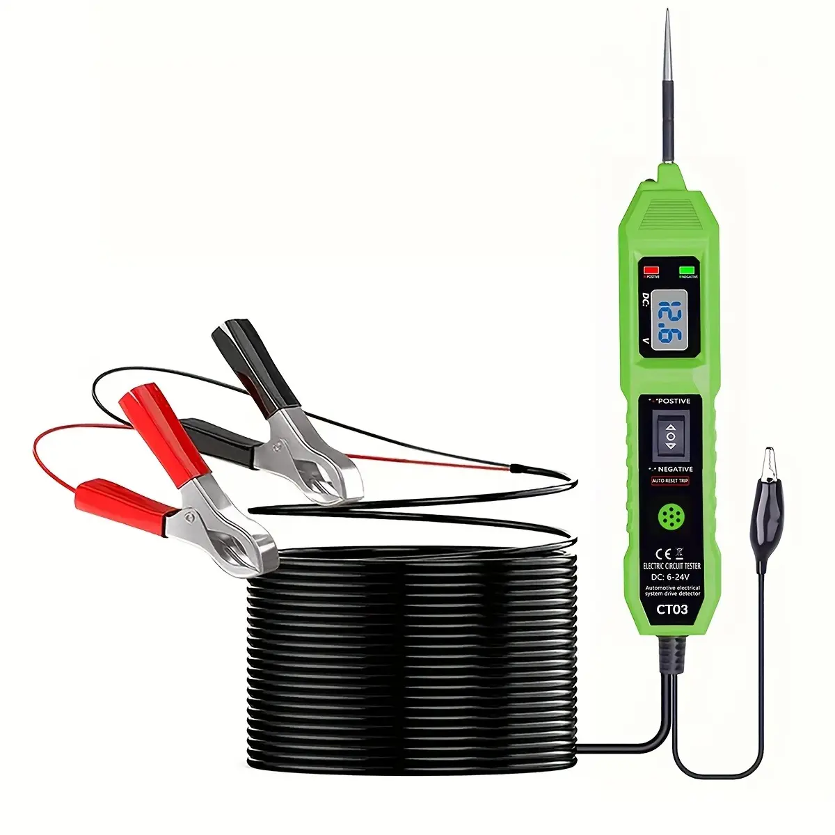 CT03 Circuit Tester 6-24V Automotive Electric Circuit Tester with Voltage Display LED Light Buzzer Prompt Car Power Circuit Probe Kit for All Vehicles