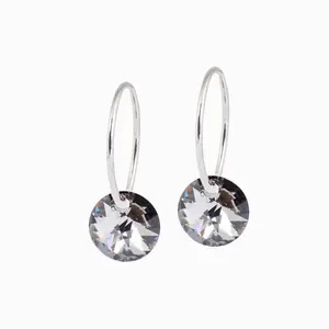 Blomdahl | Hypoallergenic | Natural Titanium Round Crystal Pendant Earrings | Best Choice For Sensitive Ears