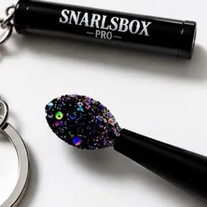 SnarlsBox Glitter glue applicator keychain and Black Holographic Glitter