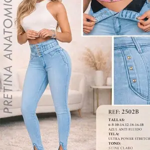 Pretina Anatomica 2502B Ultra Power Stretch Tono Claro Sin Bolsa Faja Lipo Tres 60 Jeans para Mujer Fit