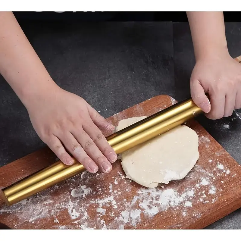 Stainless Steel Smooth Rolling Pin, Household Bakeware Utensils for Dough, Dumpling Skin & Baking Tasks