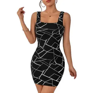Black Square Neck Bodycon Dress