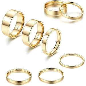 Jstyle 1-8mm Rings Stacking Rings for Women Stackable Rings Thin Band Rings Plain Pinky Thumb Finger Rings Trendy Mid Statement Rings Comfort Knuckle Rings Set